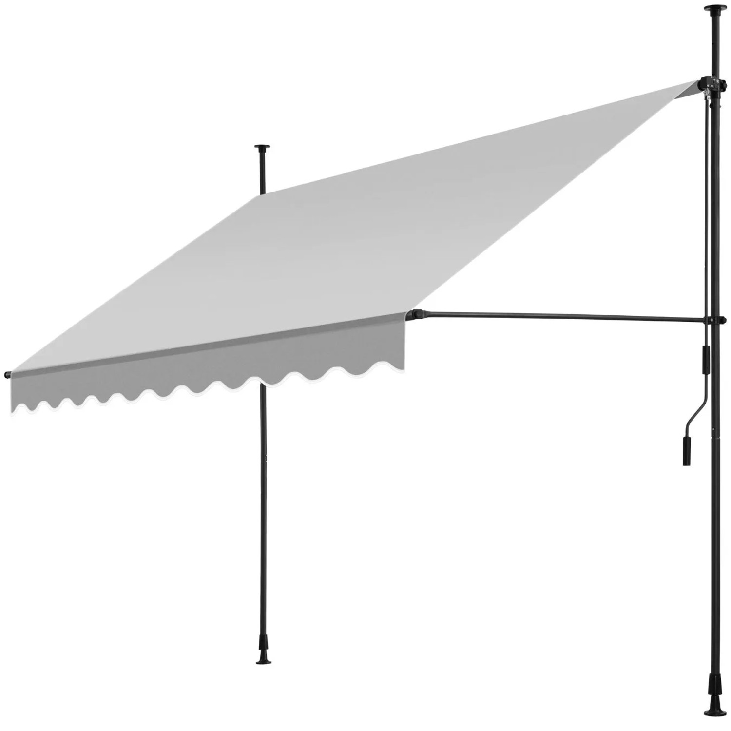 Tectake Klemmmarkise  Mit Handkurbel Uv Beständig 250 x 180 cm 180 x 250 x 304 cm Hellgrau