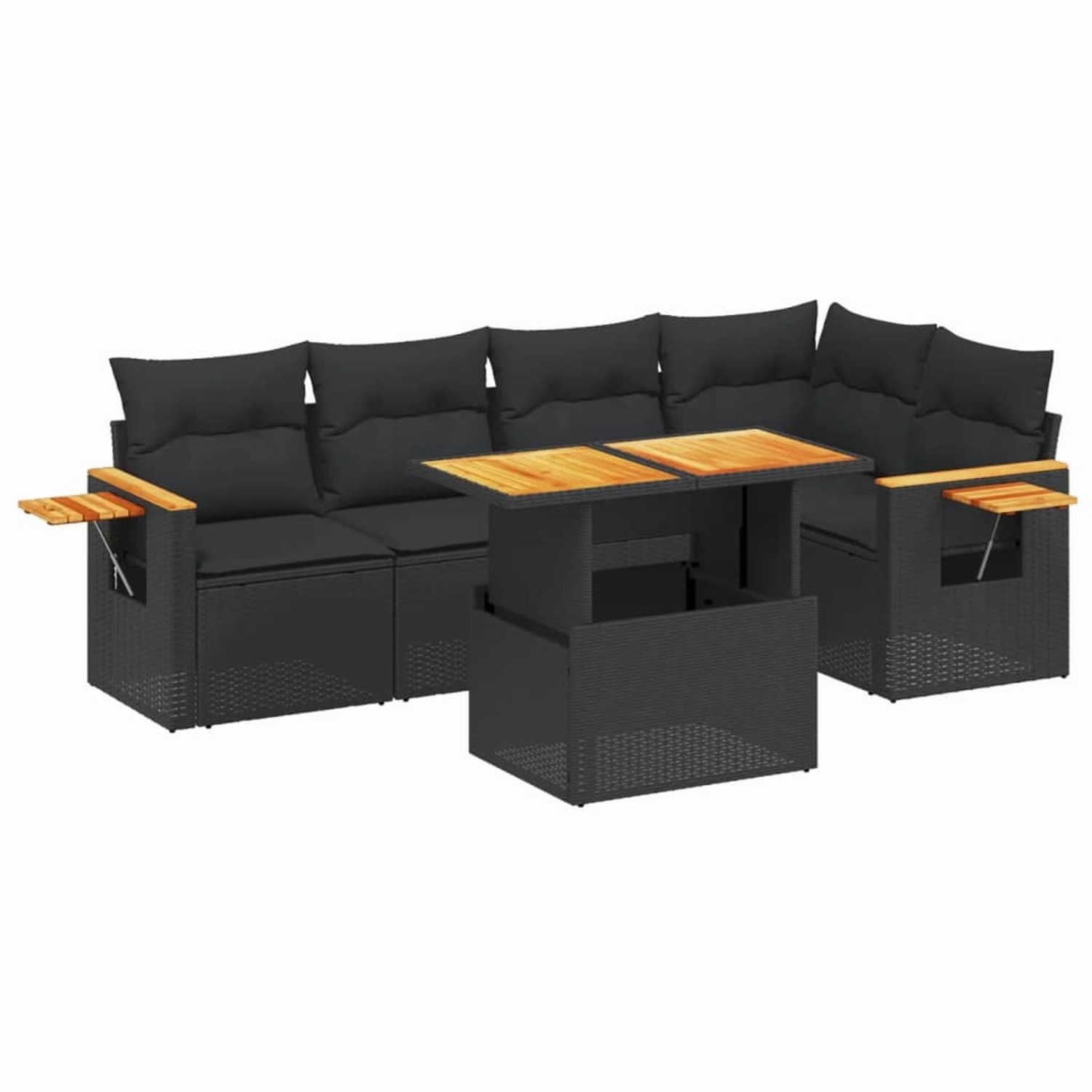 vidaXL 6-Tlg Garten-Sofagarnitur mit Kissen Schwarz Poly Rattan 3273505 günstig online kaufen