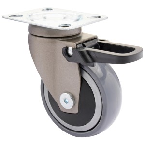 Anthrazitfarbene Wagner Möbel-Lenkrolle 3C mit Feststeller, Ø75mm, Tragkraft 75kg.