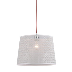Weiße Dapo Deckenleuchte Julin mit rotem Kabel, Metallschirm und E27 Fassung für Lampen & Leuchten.