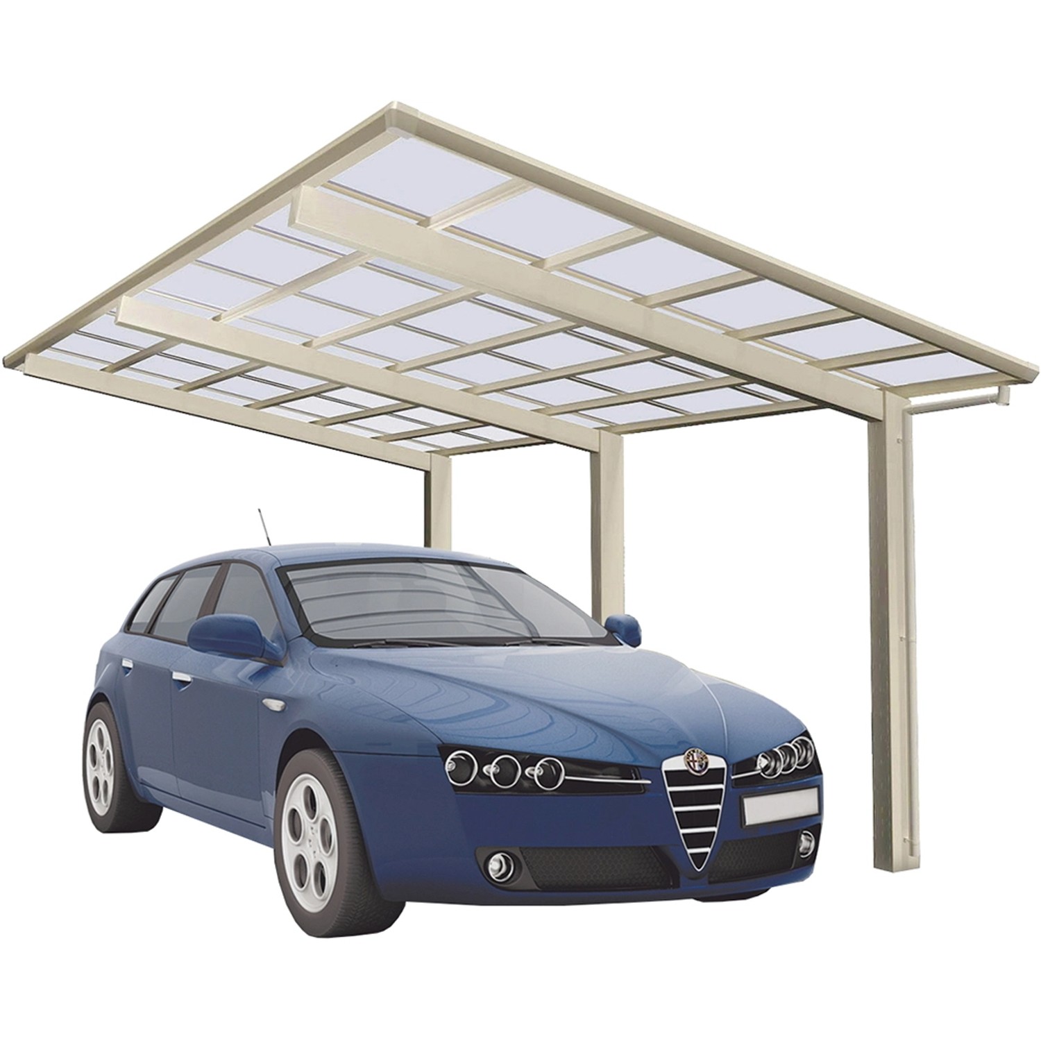 Ximax Alu Carport Linea Typ 110 Edelstahl-Look XS 243 x 556 cm Sonderfertigung