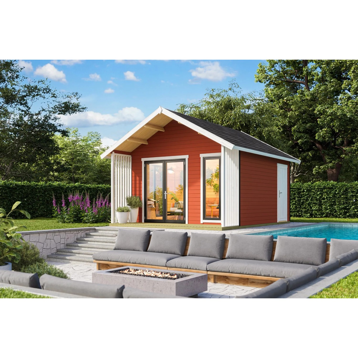 Lasita Gartenhaus Murano 1 Schwedenrot 390 cm x 410 cm