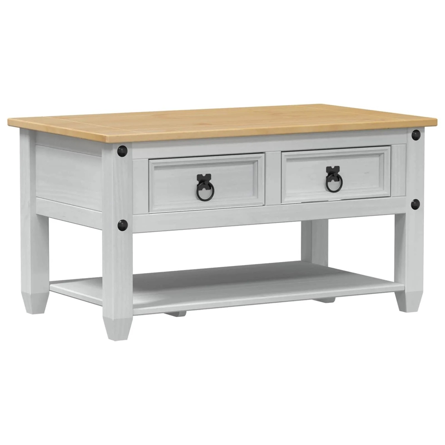 vidaXL Couchtisch Weiß 85 x 50 x 45 cm Massives Kiefernholz 42024940