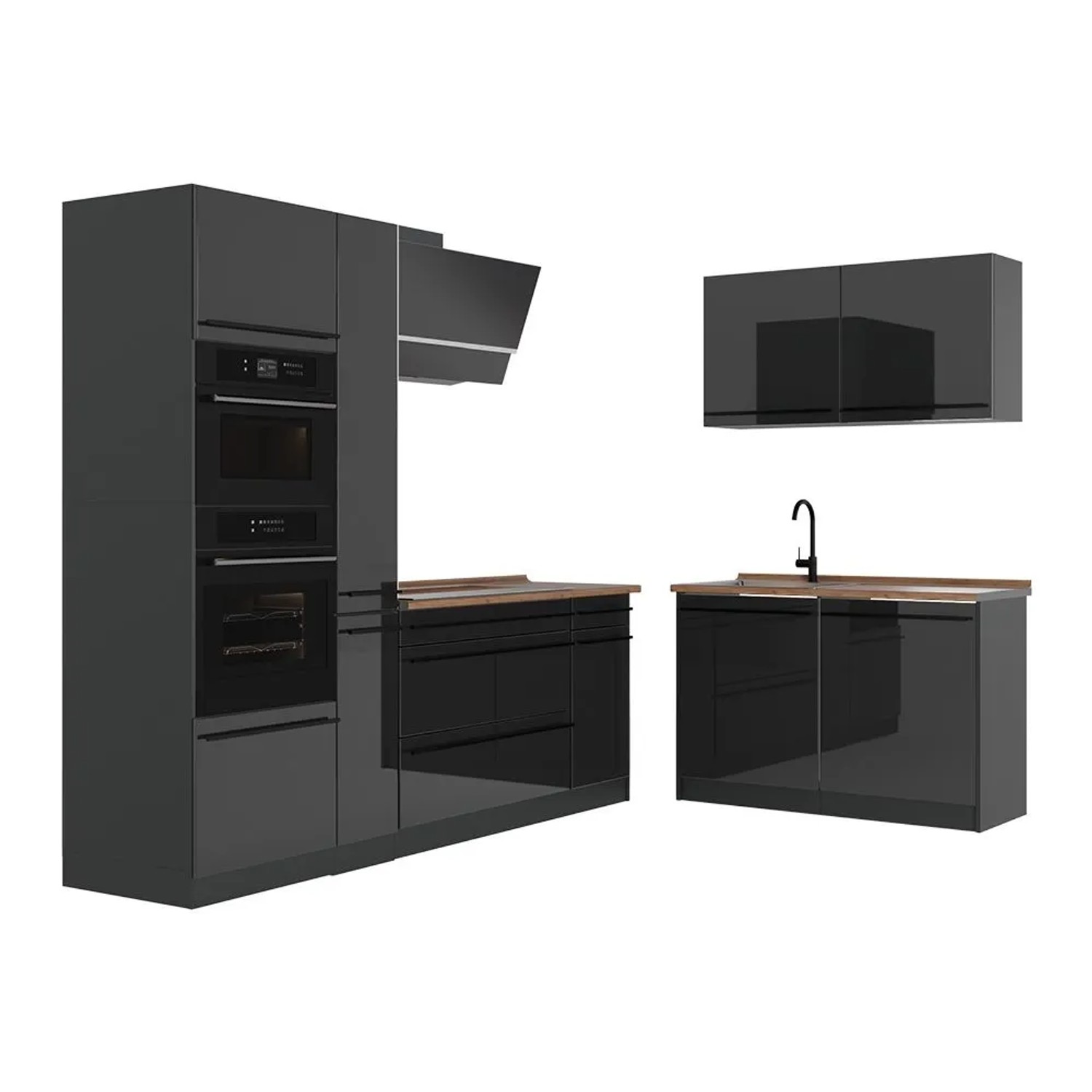 Vicco Eckküche R-Line Anthrazit Hochglanz/Anthrazit 230 x 207 Arbeitsplatte Goldkraft Eiche Art Nr 66706