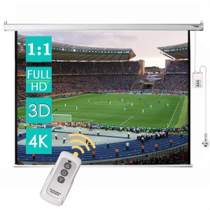 Elektrische CCLIFE Beamer Leinwand, 95 Zoll, mit Fernbedienung und Montagematerial.