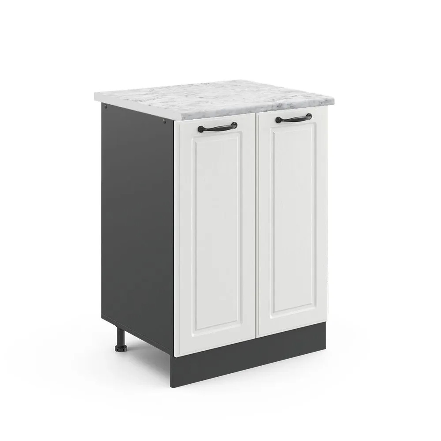 Vicco Küchenunterschrank R-Line Weiß Landhaus Anthrazit 60 cm AP Marmor