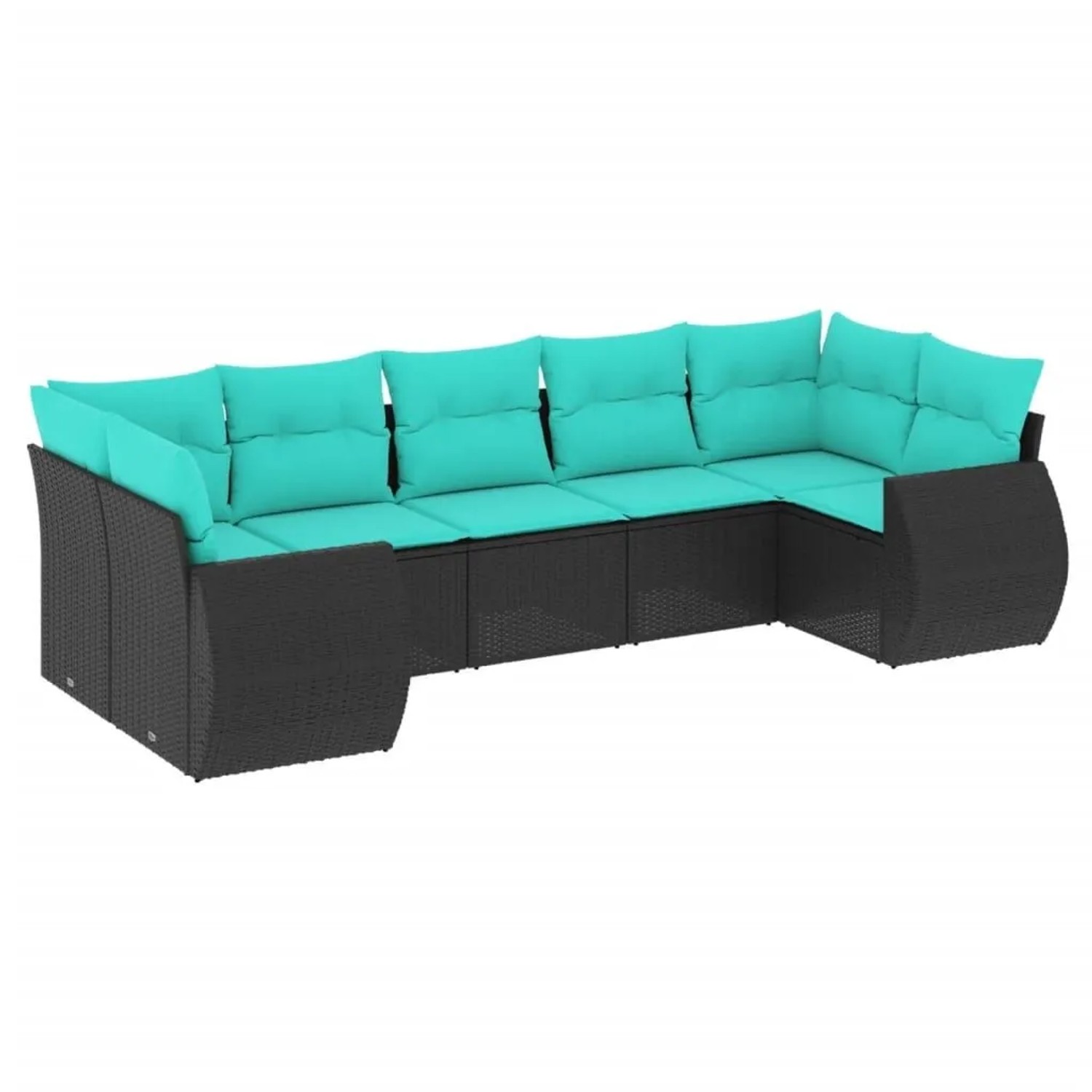 vidaXL 7-Tlg Gartensofa-Set mit Kissen Schwarzes Polyrattan 3221786