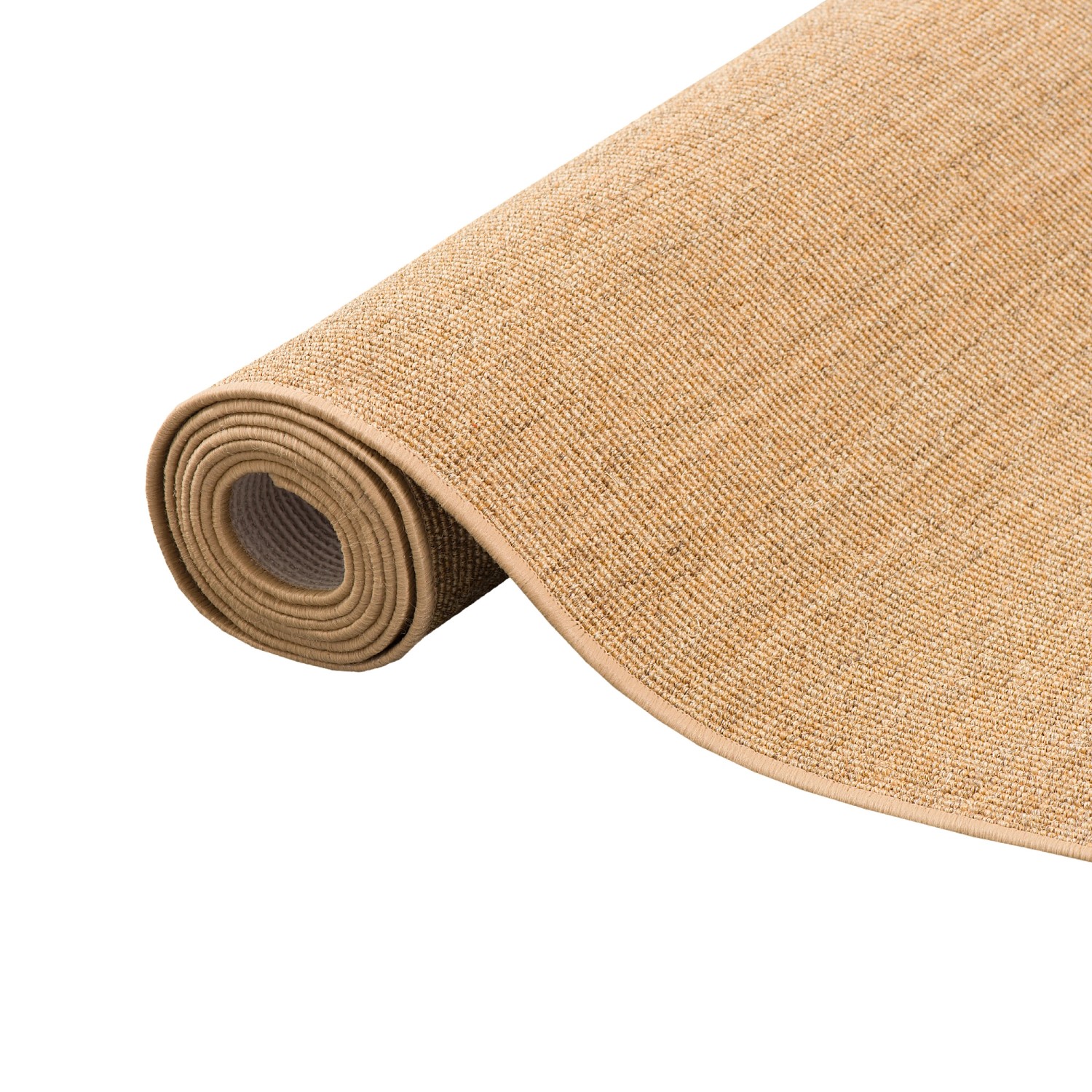 Gerollter Snapstyle Sisal Läufer Teppich in Nussbraun, 80x320cm.