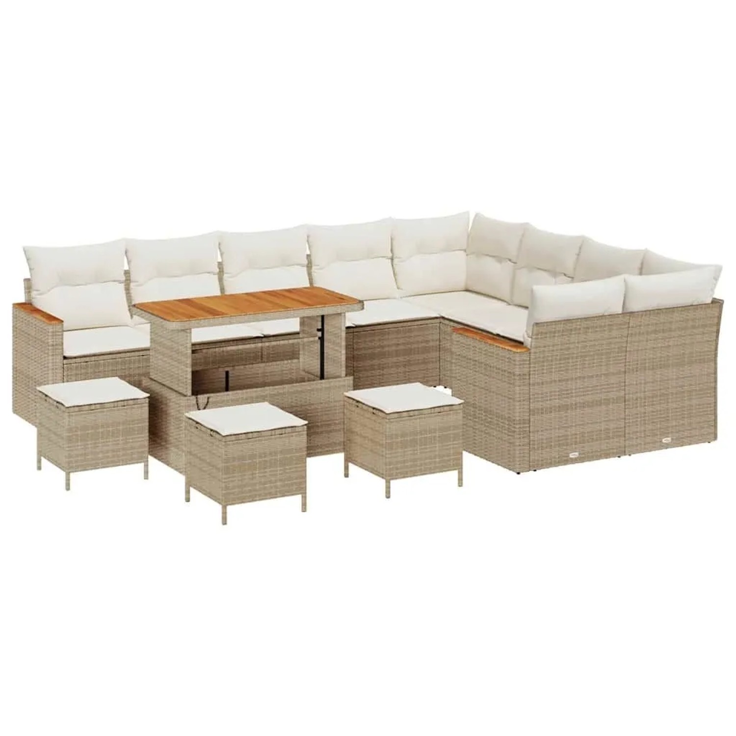 vidaXL Gartensofa-set mit Kissen mit Speicher 13-Tlg Beige Poly-Rattan 3365 günstig online kaufen