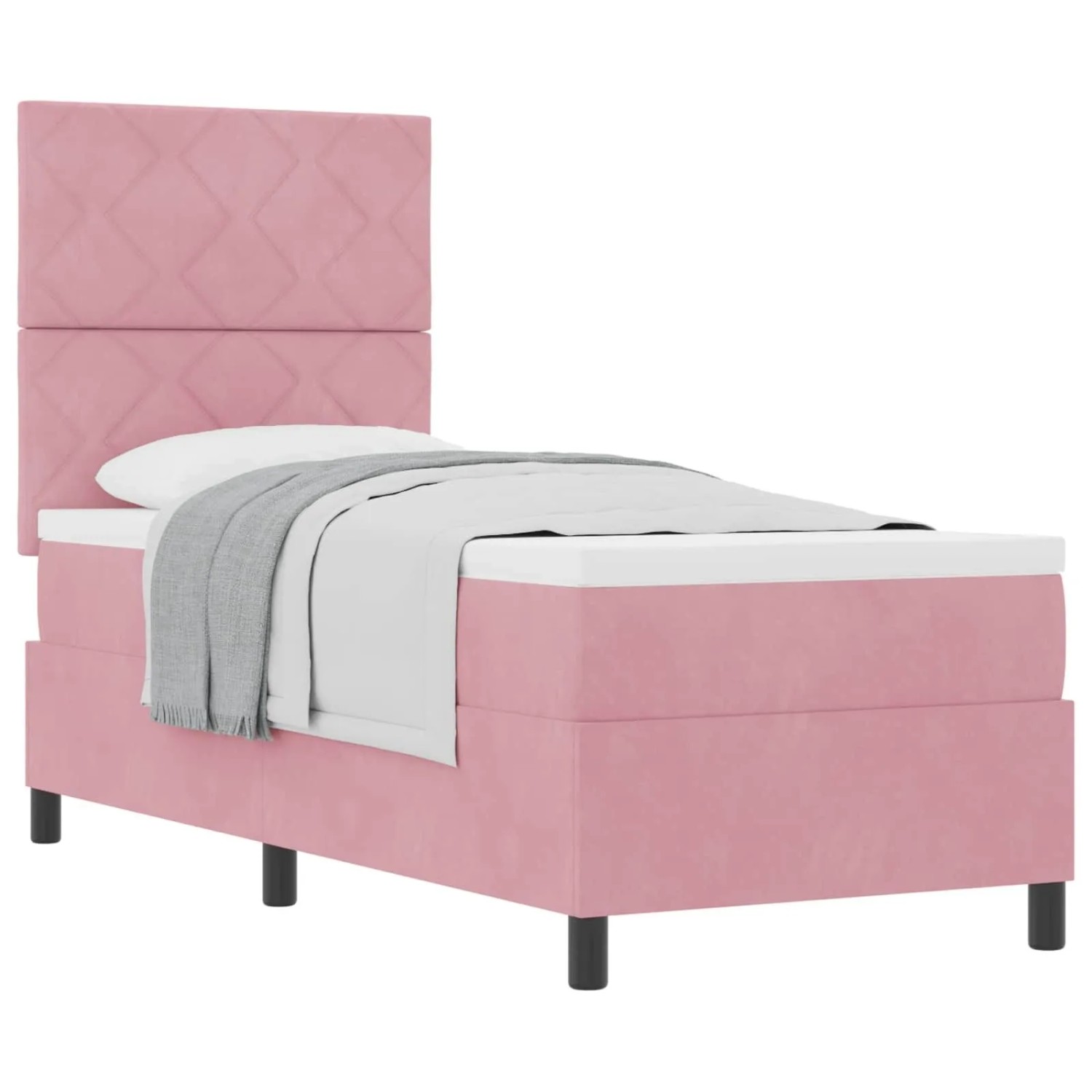 vidaXL Boxspringbett mit Matratze mit Kopfteil Rosa 80 x 200 cm Stoff 3339865