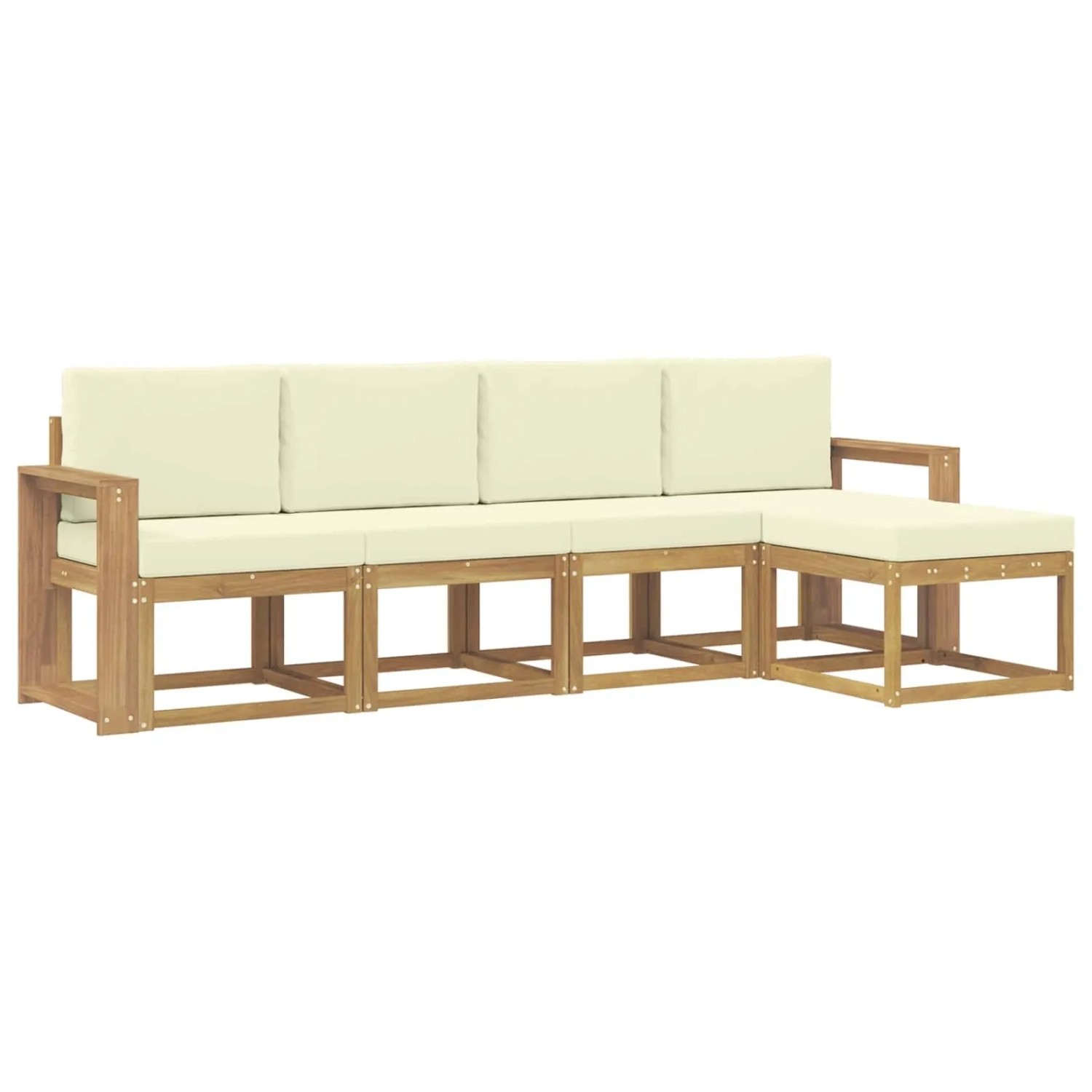 vidaXL Outdoor-Sofagarnitur mit Kissen 5-Tlg Weiß und Creme 3387494