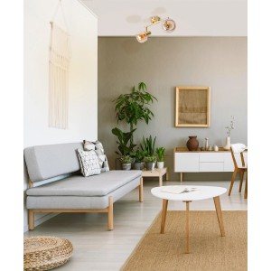 Näve Deckenleuchte Libby, 2-flammig, Messing-Optik mit amberfarbenen Gläsern.