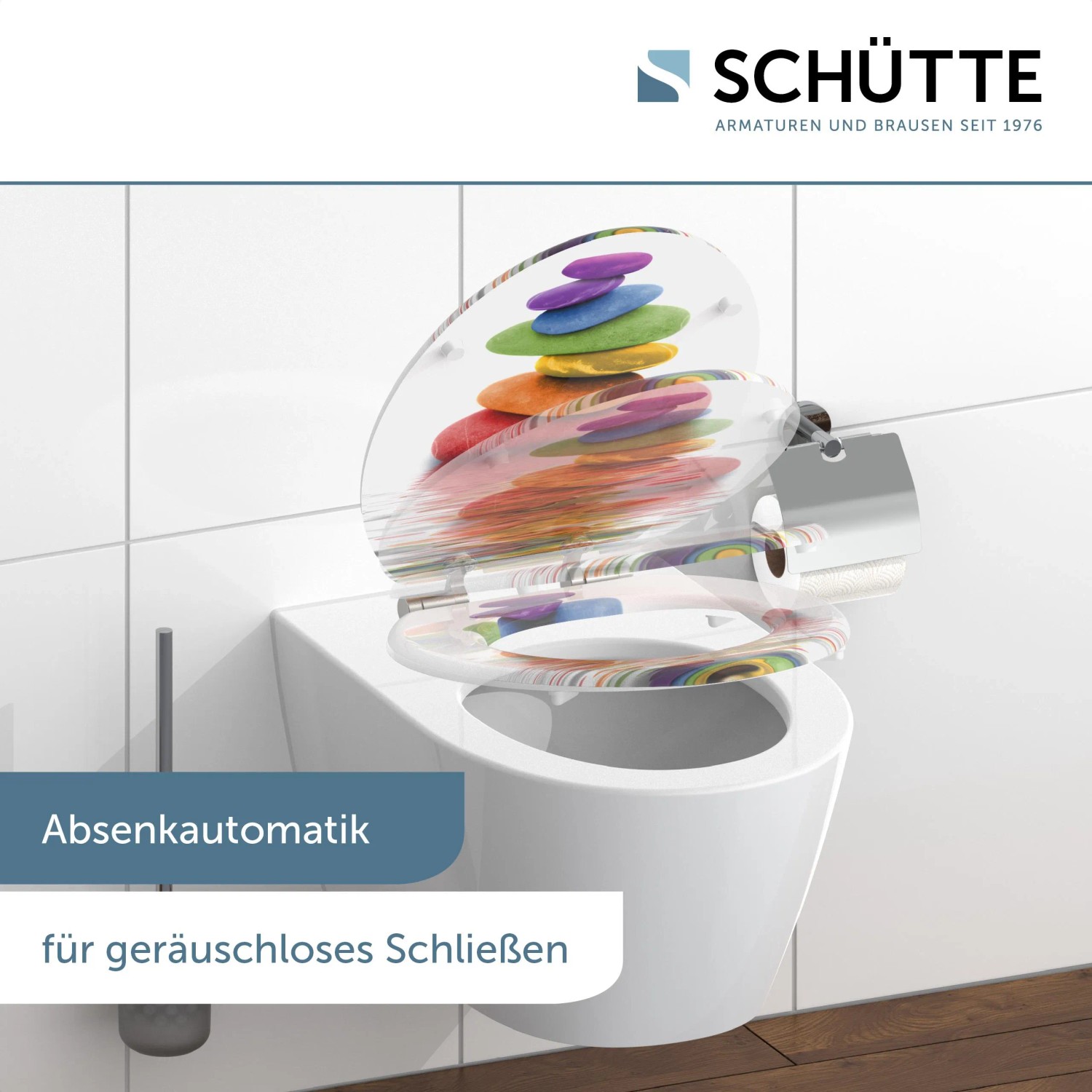 Schütte Toilettendeckel Colorful Stones Holzkern Absenkautomatik kaufen bei OBI