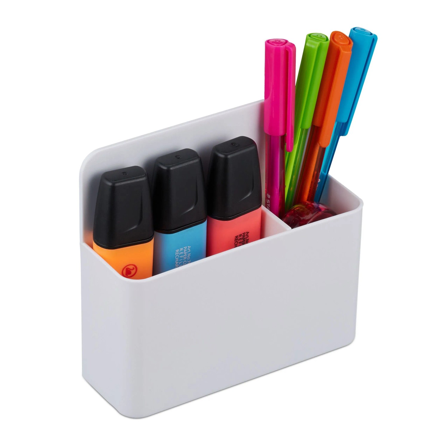 Relaxdays Stiftehalter Kunststoff Weiß Magnetisch 2er Set 11,5 x 12,5 x 4 cm