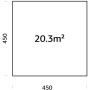 Quadratischer Palmako Fundamentrahmen 450x450 cm für Gartenhaus, hellbraun und tauchgrundiert.