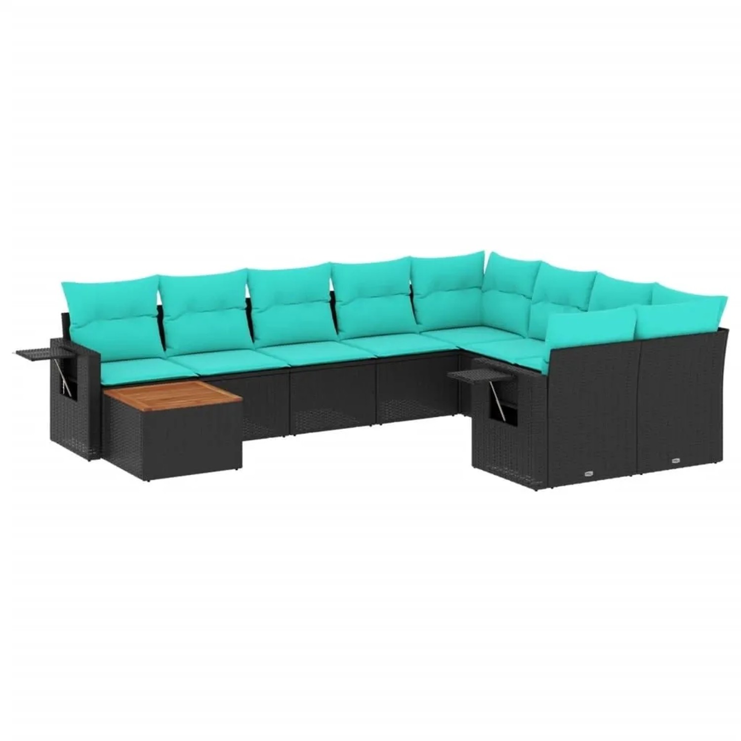 vidaXL 10-Tlg Gartensofa-Set mit Kissen Schwarzes Polyrattan 3224727 günstig online kaufen