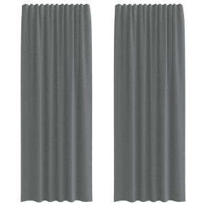 vidaXL Voile Vorhänge mit Stangentaschen 2 Stk Dunkelgrau 4102185