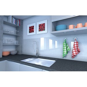 Fischer Designhaken an Küchenwand mit Handtüchern, max. 3 kg Tragkraft.