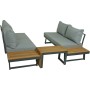 3-teilige Lounge-Gruppe Felice FSC® mit grauen Polstern und Akazientischen.