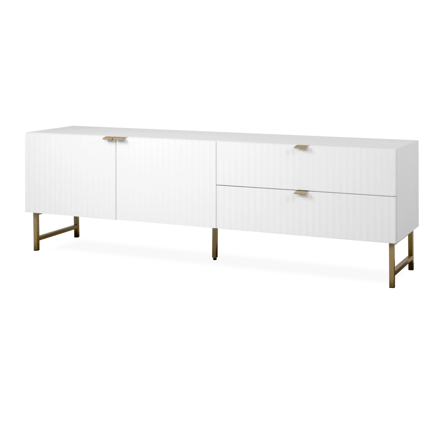 Furn.Design TV-Lowboard Weiß Gold 179 cm 2-türig 3D Struktur Soft-Close Haw günstig online kaufen