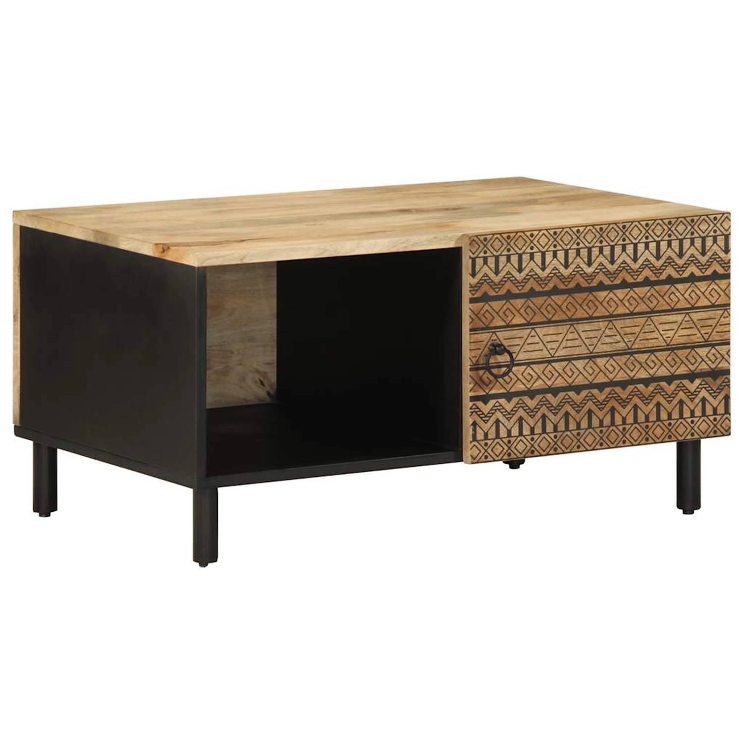 vidaXL Couchtisch Schwarz 80x50x40 cm Raues Mangoholz 4018632 günstig online kaufen