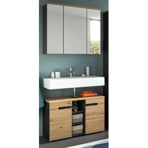 Inn.Furn Badmöbel Set in Eiche und Grau 2-teilig 80 cm Cooper