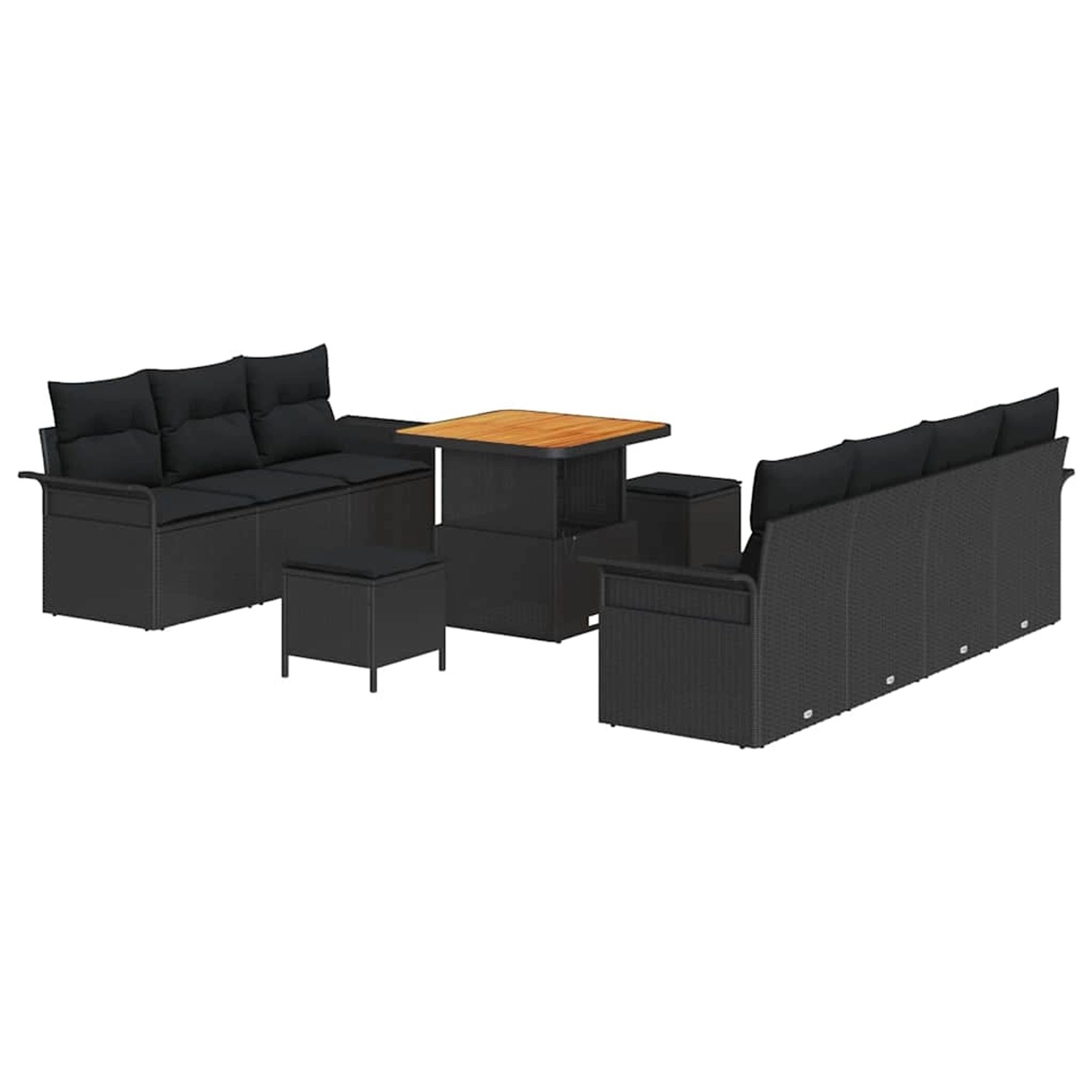 vidaXL Garten-Sofa-Set Höhenverstellbar 10-Tlg Schwarz Poly Rattan 3362094 günstig online kaufen
