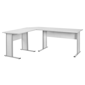 Lichtgraue PROREGAL Eckplatte Lion, 22x65x65 cm, für Schreibtisch-Erweiterung im Büro oder Homeoffice.