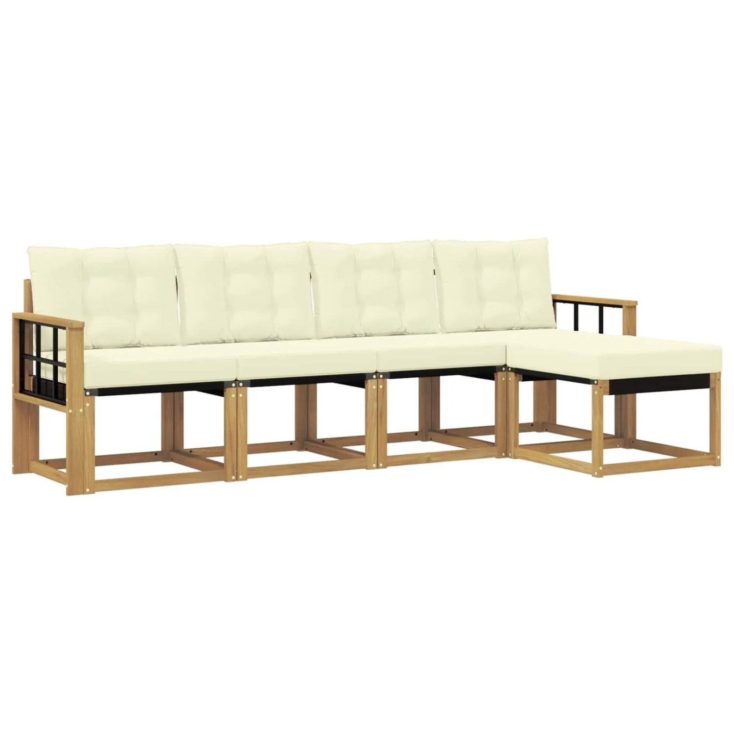 vidaXL Outdoor-Sofagarnitur mit Kissen 5-Tlg Weiß und Creme 3389384