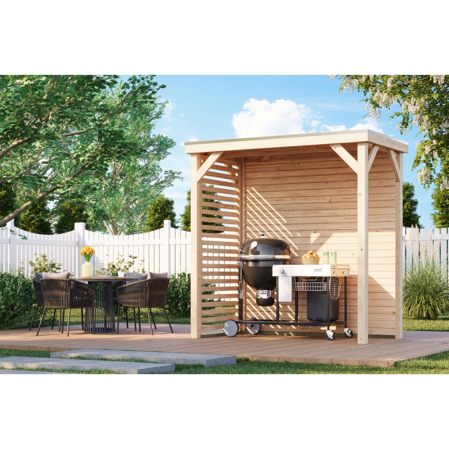 Karibu Pavillon Cannes Outdoorkitchen-Set S  naturbelassen 2,31 m x 1,245 m