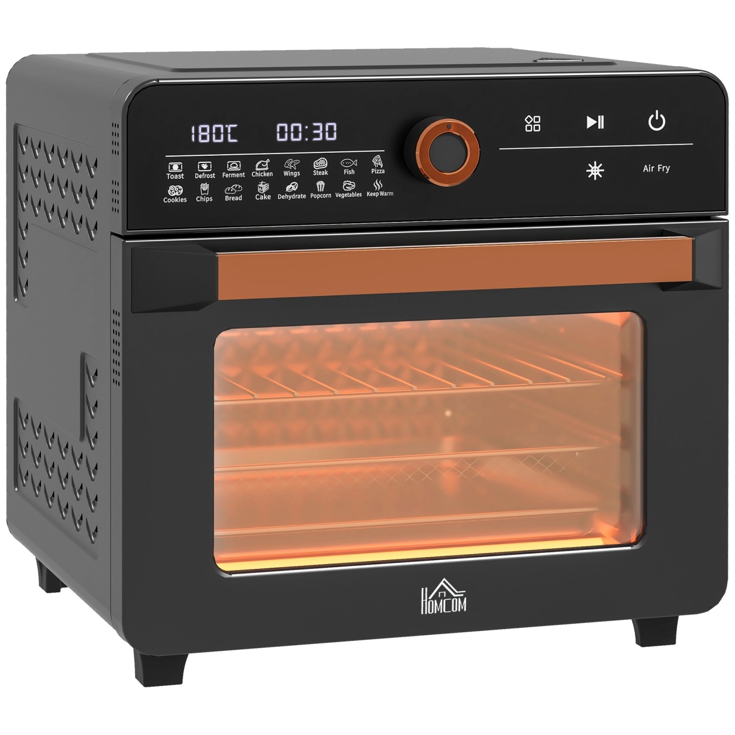HOMCOM Minibackofen mit Umluft 20L Backblech Krümelblech Timer Edelstahl günstig online kaufen