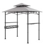 Costway Grillpavillon mit Doppeldach Seitenregalen Flaschenöffner Grau