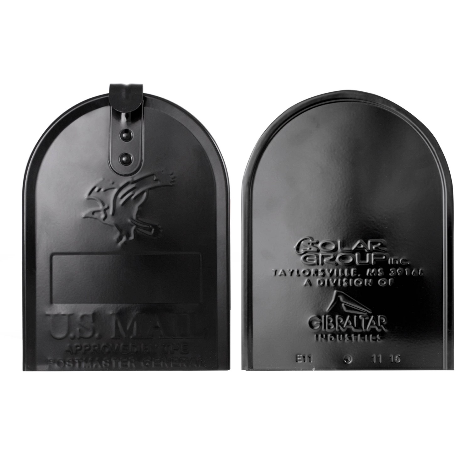 Schwarzer US-Briefkasten mit Adler-Motiv, pulverbeschichtet. Ideal als Wand- oder Standbriefkasten.