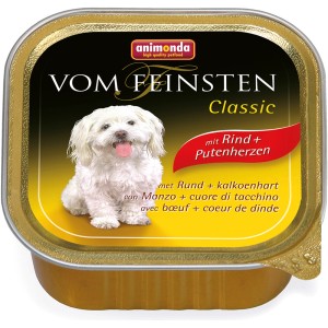 Animonda Vom Feinsten Adult Hundenassfutter mit Rind & Putenherzen, 150g Packung.