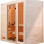 Weka Massivholzsauna Valida 2 Sparset mit Glastür und Fenster, naturbelassenes Fichtenholz.
