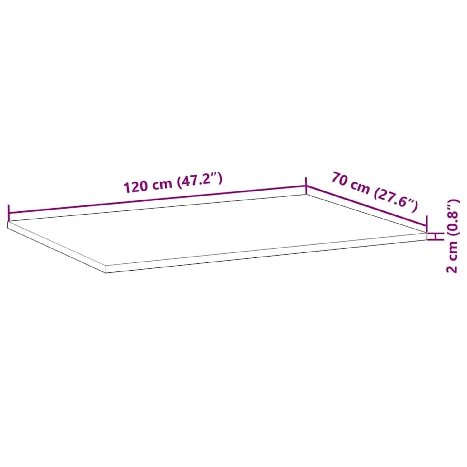 vidaXL Schreibtischplatte Unbehandelt 120x70x2 cm Massivholz Akazie 3279731_9