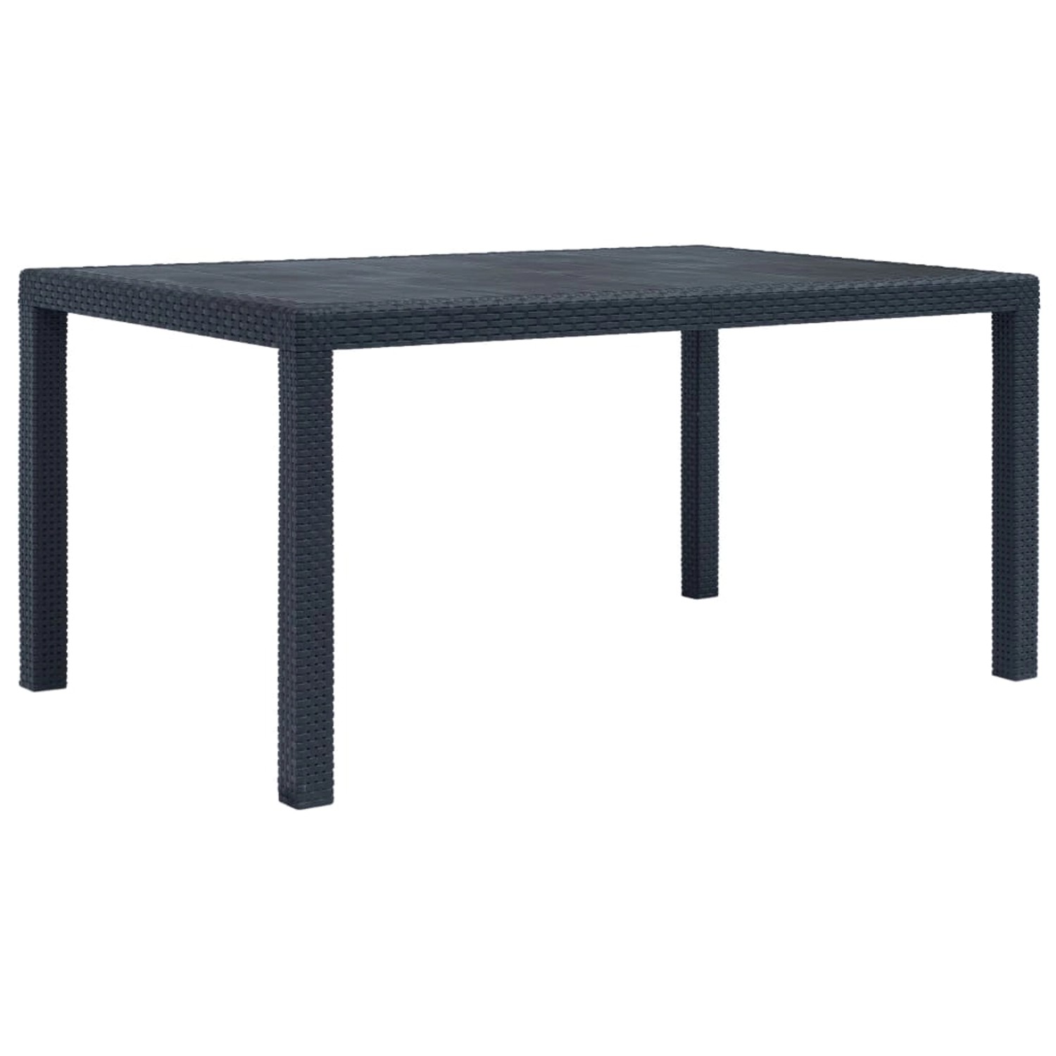 vidaXL Gartentisch Anthrazit 150x90x72 cm Kunststoff Rattan-Optik 45605