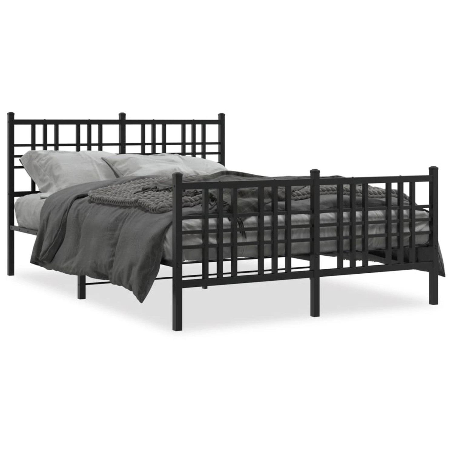 vidaXL Bettgestell mit Kopf- und Fußteil Metall Schwarz 140x190 cm 376342 günstig online kaufen
