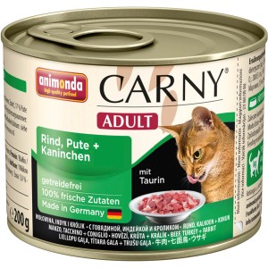 Animonda Carny Adult Katzen-Nassfutter mit Rind, Pute & Kaninchen, 200g Dose.