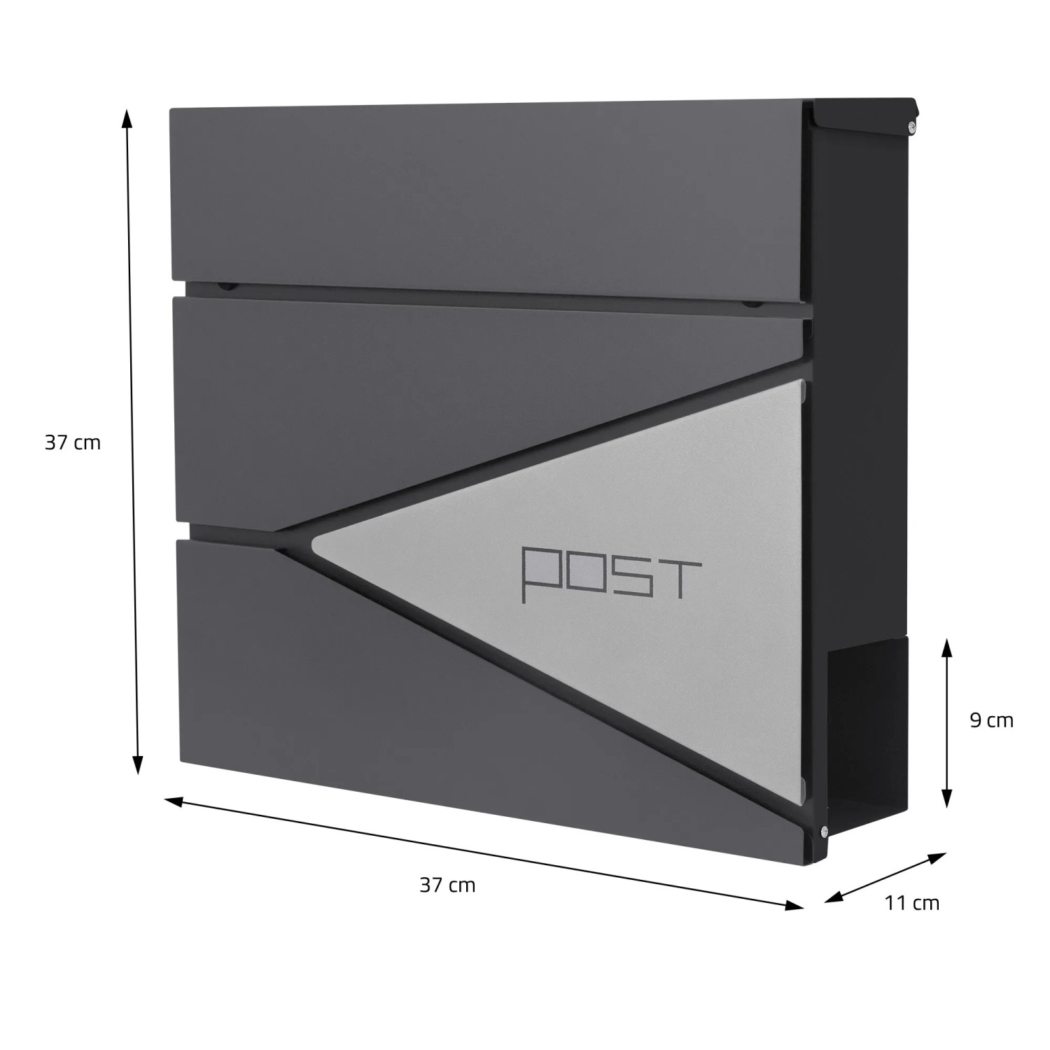 ML-Design Standbriefkasten, anthrazit-silber, mit Zeitungsfach und anthrazitfarbenem Ständer.