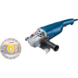 Bosch Professional Winkelschleifer GWS 22-230 J mit Diamantscheibe, blau/silber.