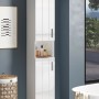 Weißer Trendteam Hochschrank Wons, 37 cm breit, mit Hochglanz-Front im Badezimmer.