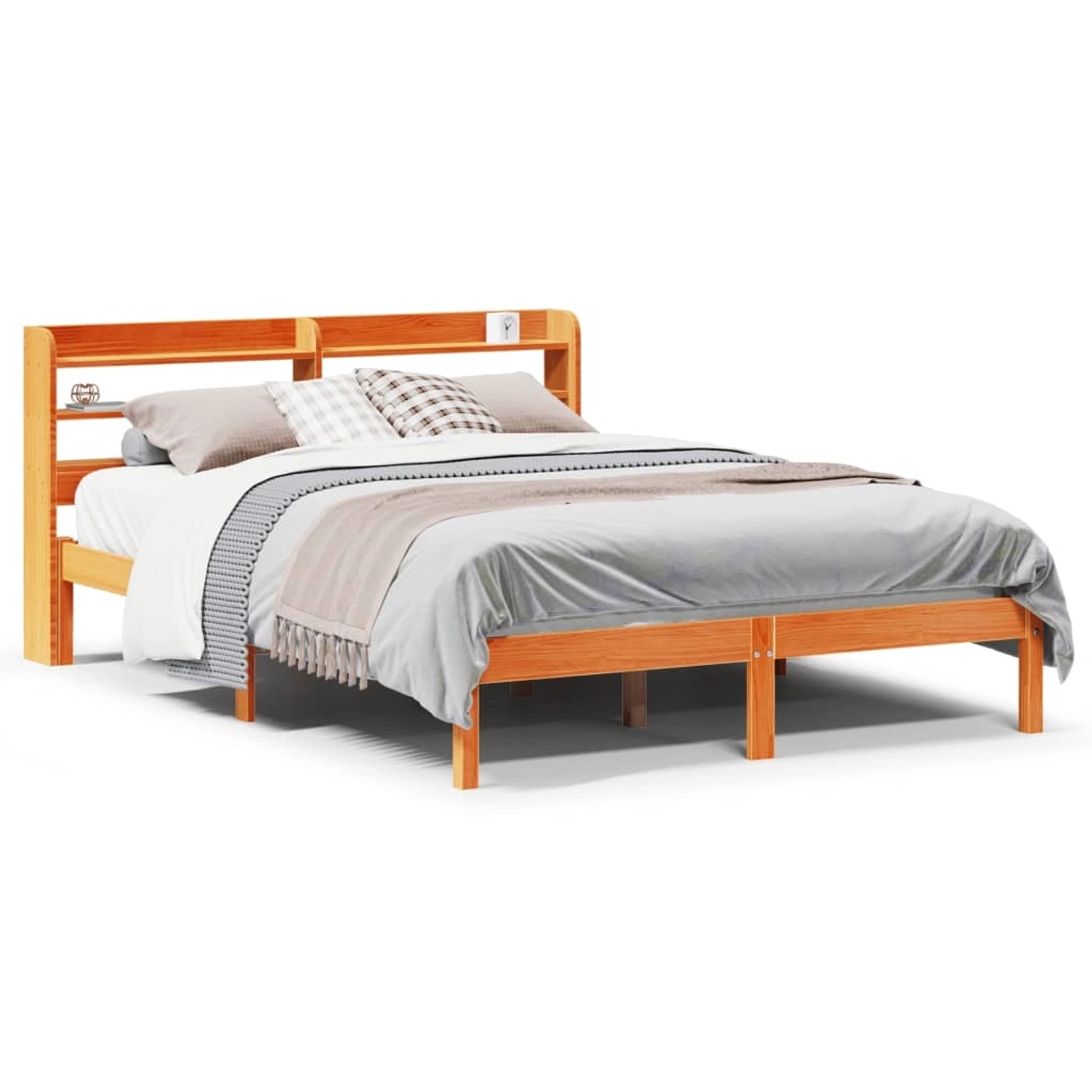 vidaXL Bettgestell mit Kopfteil ohne Matratze Wachsbraun 160x200 cm 3306561 günstig online kaufen