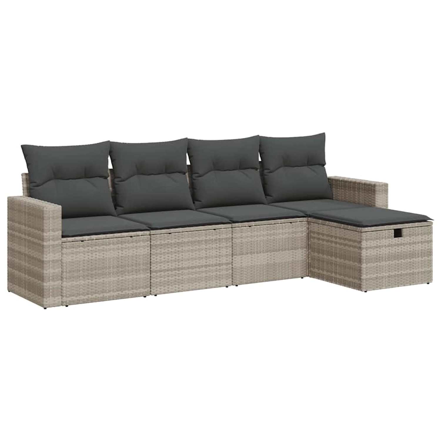 vidaXL 5-Tlg Garten-Sofagarnitur mit Kissen Hellgrau Poly Rattan 3325368