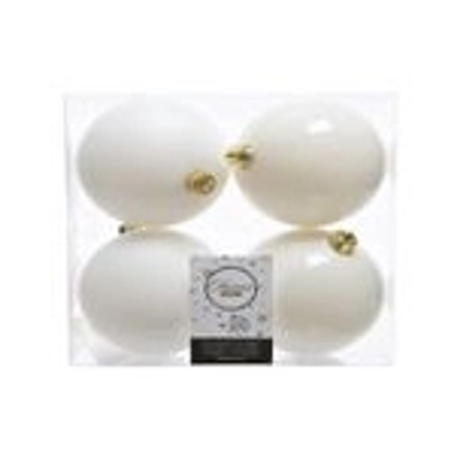 Kaemingk Weihnachtsbaumkugeln Bruchfest 10 cm 4 Stueck Wollweiss Glanz Matt