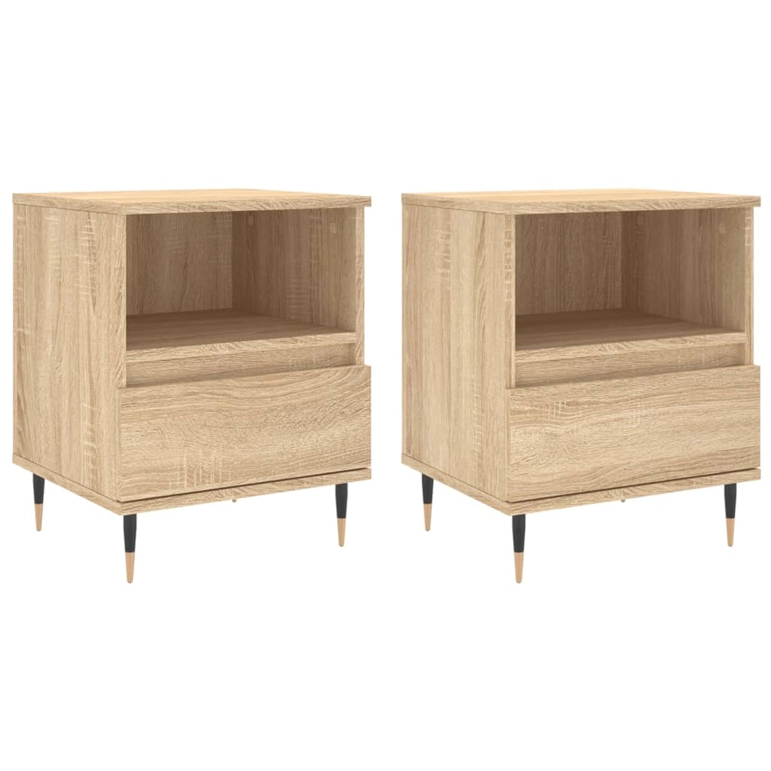 vidaXL Nachttische 2 Stk Sonoma-Eiche 40x35x50 cm Holzwerkstoff Modell 9 günstig online kaufen