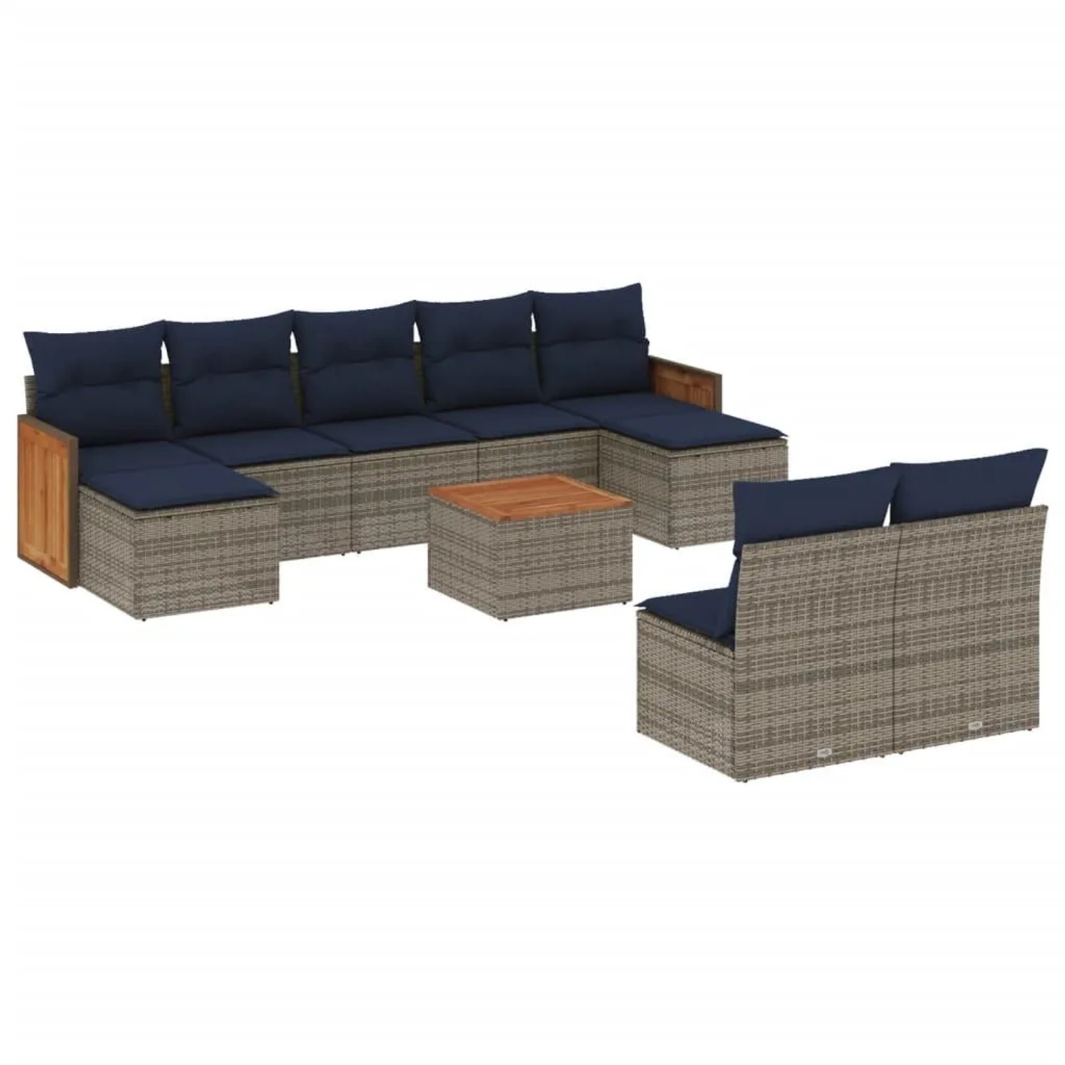vidaXL 10-Tlg Gartensofa-Set mit Kissen Grau Polyrattan 3228063 günstig online kaufen