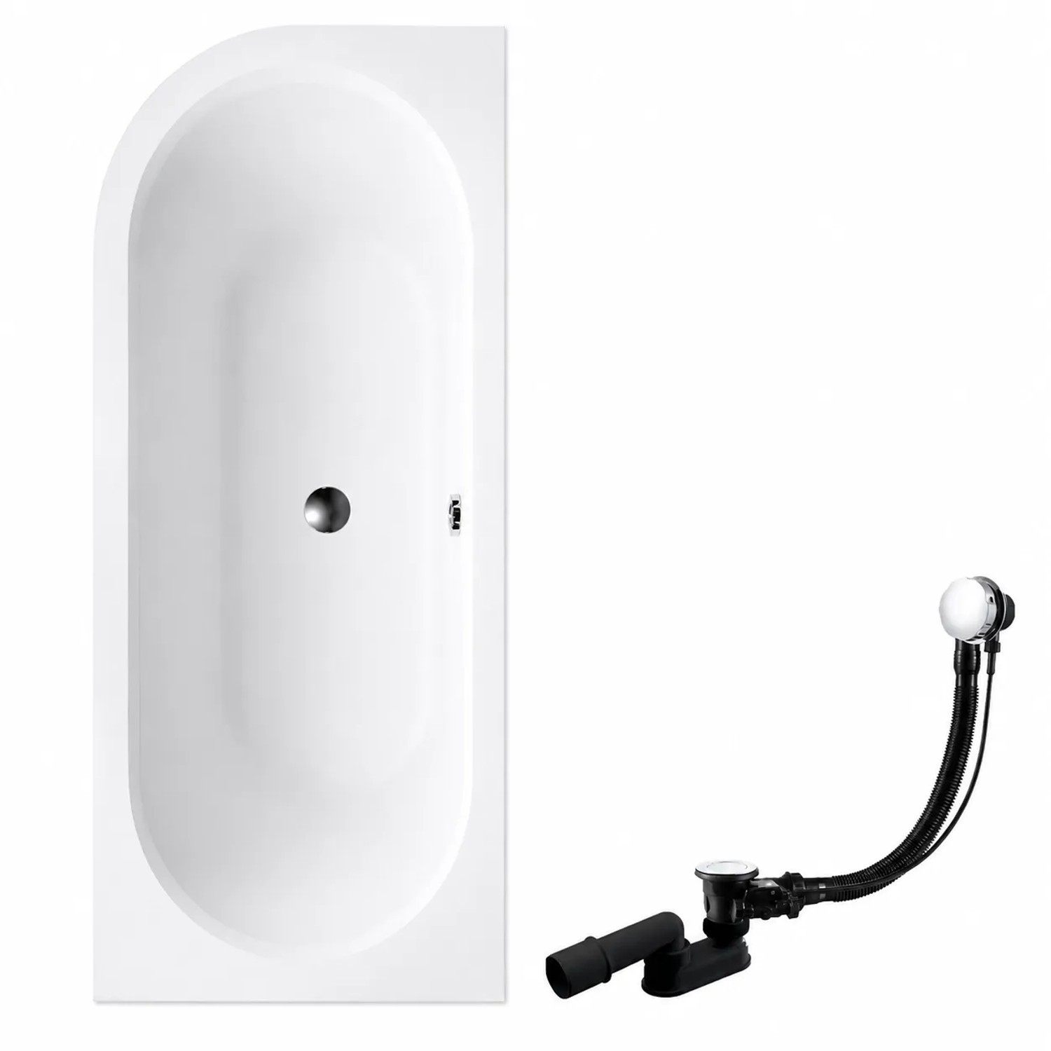 KOLMAN Badewanne Eckwanne 150 x 75 Cm Rechts Mit Kopfstütze KODI Inkl. Ablauf Und Füße