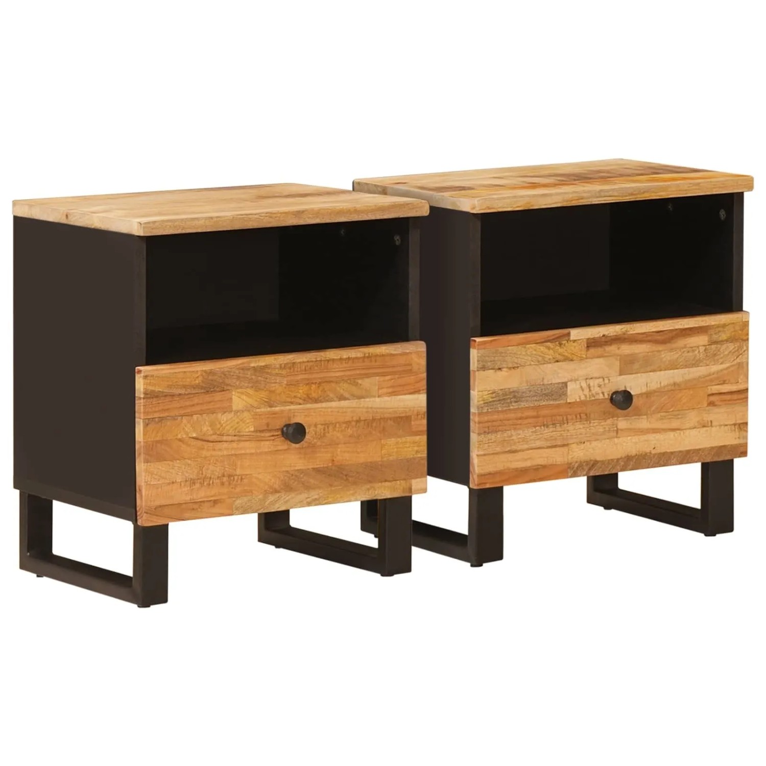 vidaXL Bettkasten 2 Stk Braun 40 x 33 x 46 cm Massivholz Mango 4018303