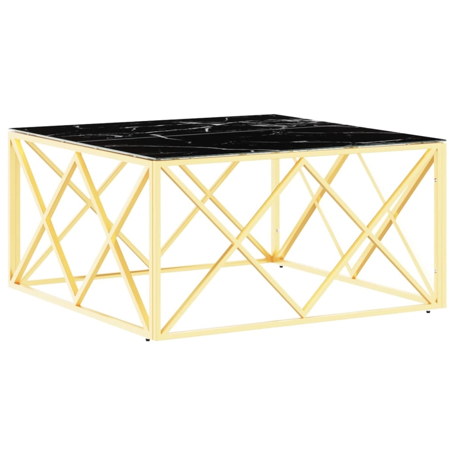 vidaXL Couchtisch Golden 80x80x40 cm Edelstahl und Glas 349972 günstig online kaufen